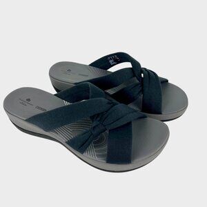 Clarks Cloudsteppers Womens Arla Dristi Black Open Toe Slide Sandals size 10